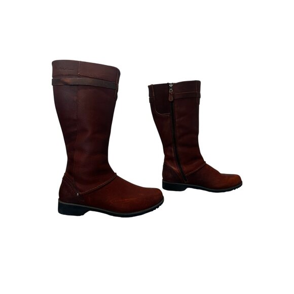 Sold Eddie Bauer Leather Tall Knee High Riding Boots 8 Women Brown Equestrian - Picture 3 of 16